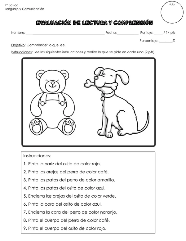 Evaluación comprensión de lectura