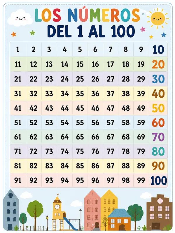 Cartel, póster Los números del 1 al 100