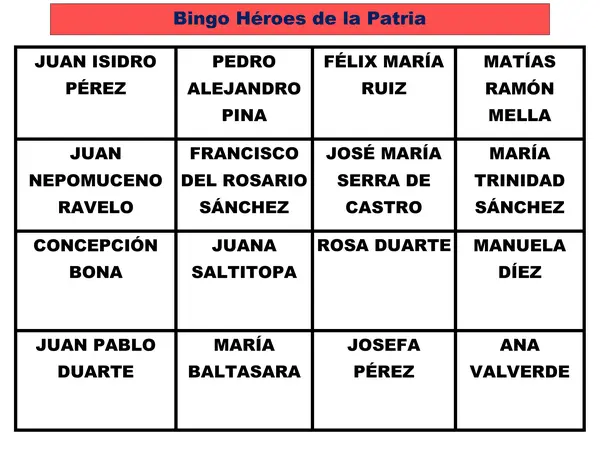 Bingo Héroes de la patria dominicana 