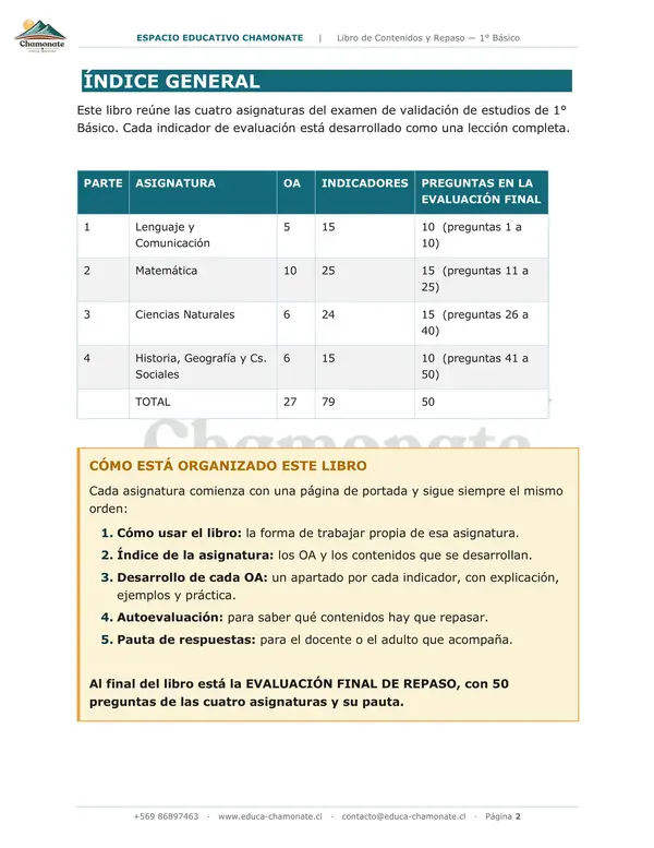 Material de preparación para Exámenes Libres 1º Básico 