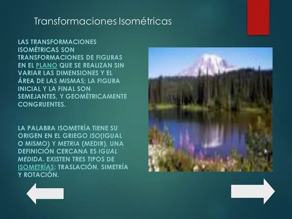 PPT TRANSFORMACIONES ISOMETRICAS, MATEMATICAS, PRIMERO MEDIO