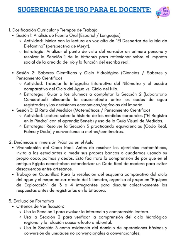 El Nilo, el Nilómetro y las Medidas Egipcias: Actividades Interdisciplinarias
