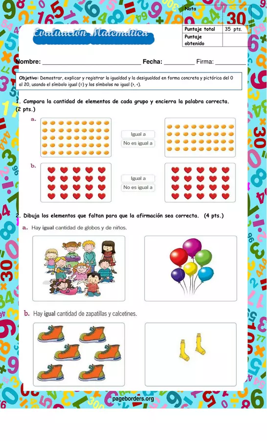 evaluación igualdad, desigualdad
