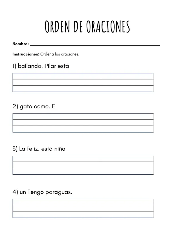 ORDEN DE ORACIONES