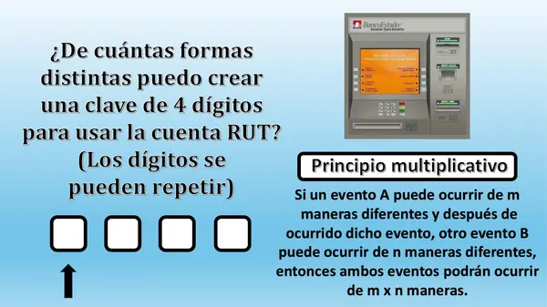 ¿De cuántas formas puedo crear una clave de 4 dígitos para una cuenta RUT en un cajero automático?