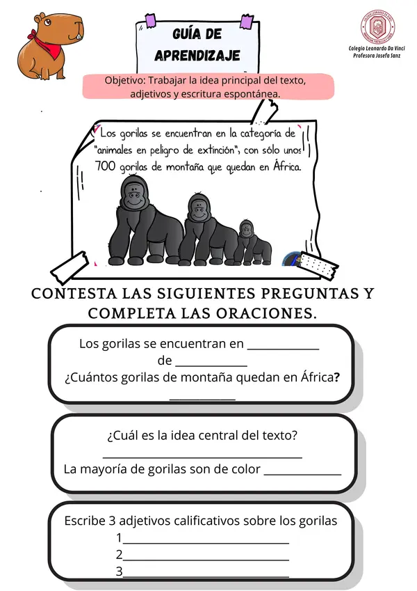 Actividad de comprensión lectora 
