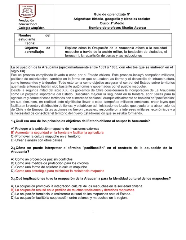 La ocupación de la araucania y la política de Estado