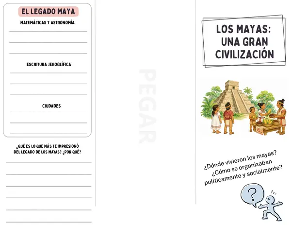 Tríptico Maya para completar – Imprime, escribe y colorea