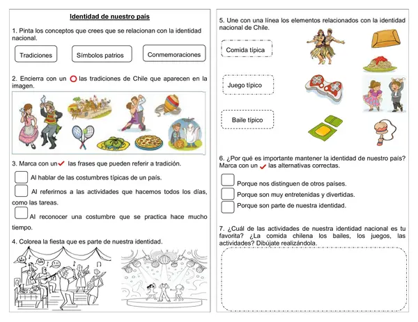 Guía de historia 1°año básico "Identidad de nuestro país"