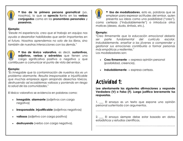 Guía de trabajo - El ensayo como texto argumentativo