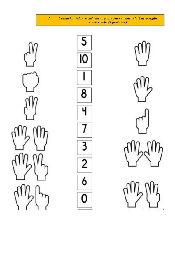 Evaluación de matemática números y conteo de elementos.