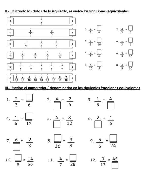 guía  Fracciones Equivalentes – Quinto Básico 2025 5to