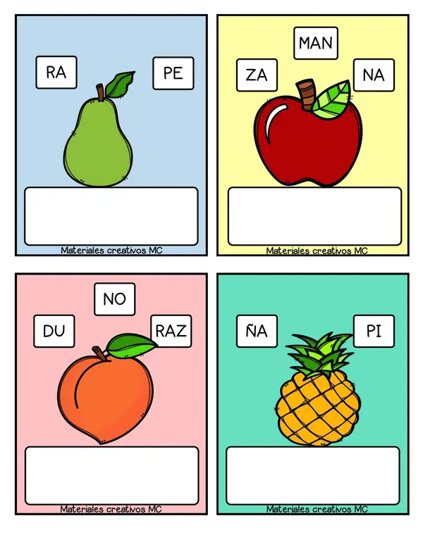 FICHAS DE SÍLABAS REVUELTAS