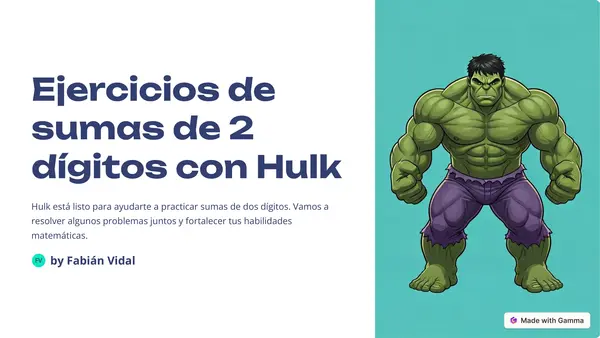 Ejercicios de sumas de 2 dígitos con hulk