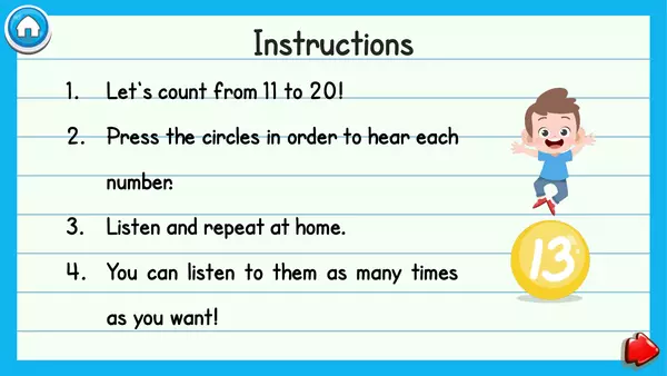 Numbers 11 to 20 PPT | Números 11 al 20 en Inglés