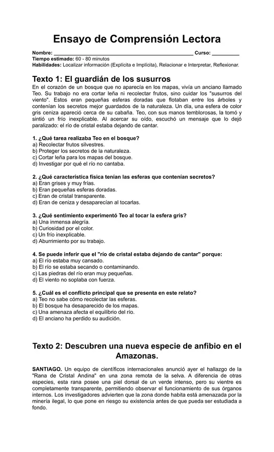 Ensayo Tipo SIMCE 6° Básico