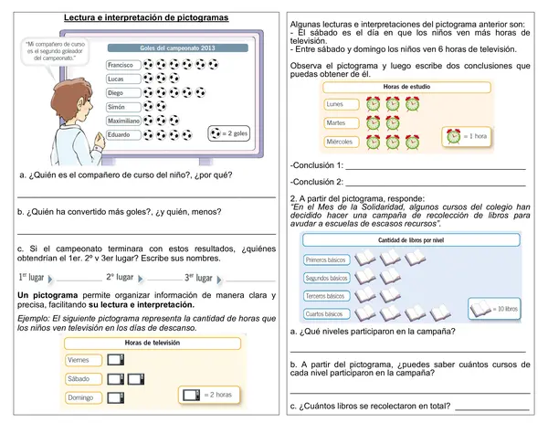 Guía de matemática 4° año "Pictograma"