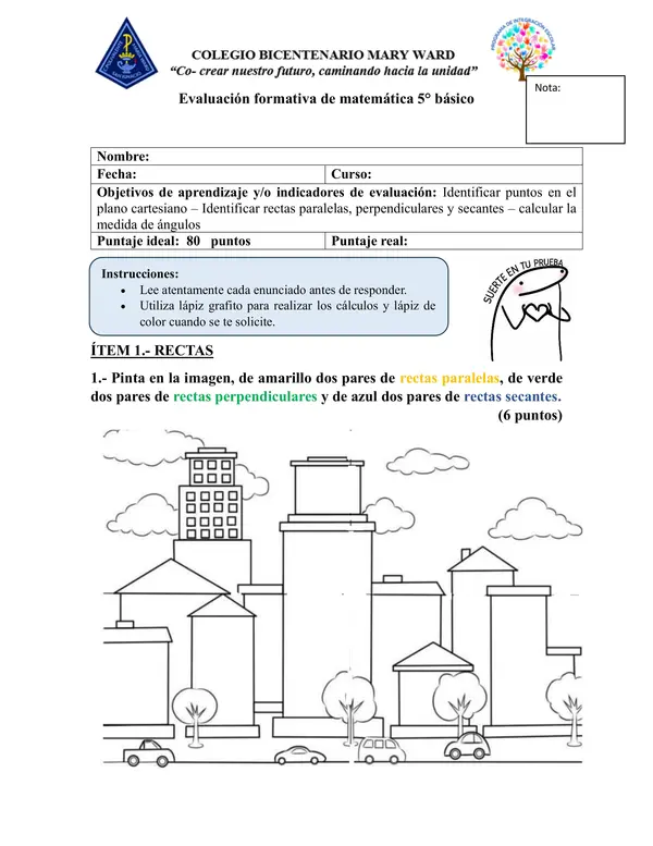 Prueba 5tos plano, rectas y angulos