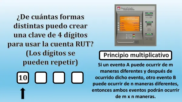 ¿De cuántas formas puedo crear una clave de 4 dígitos para una cuenta RUT en un cajero automático?