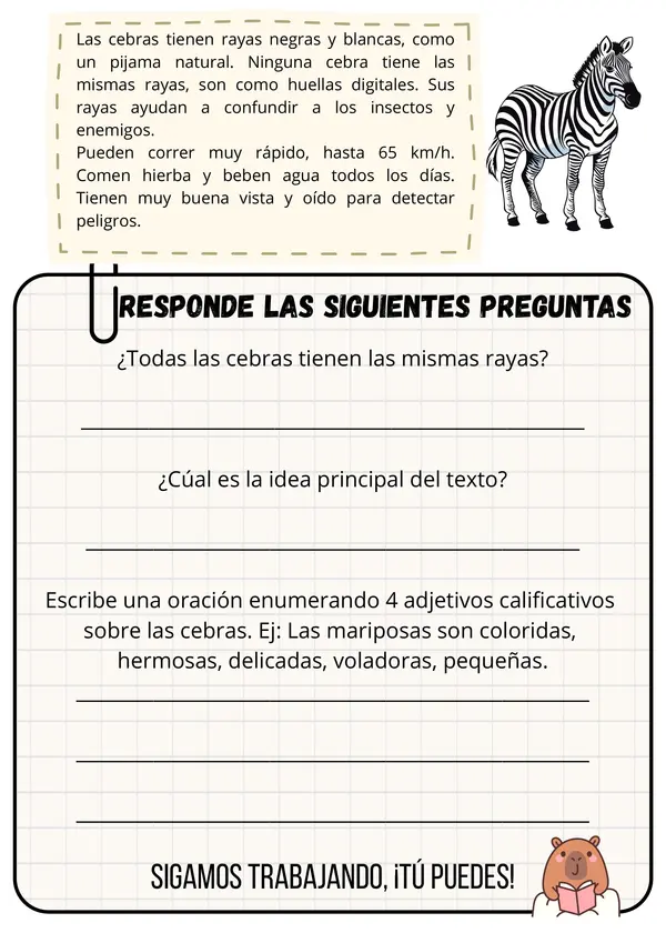 Actividad de comprensión lectora 