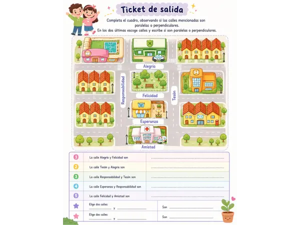 Ticket de salida líneas paralelas y perpendiculares