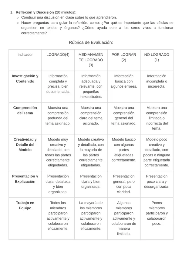 Actividad y Rúbrica de Evaluación: "Explorando el Mundo Celular" 