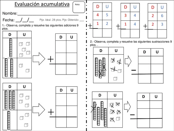 sumas, restas y resolución de problemas