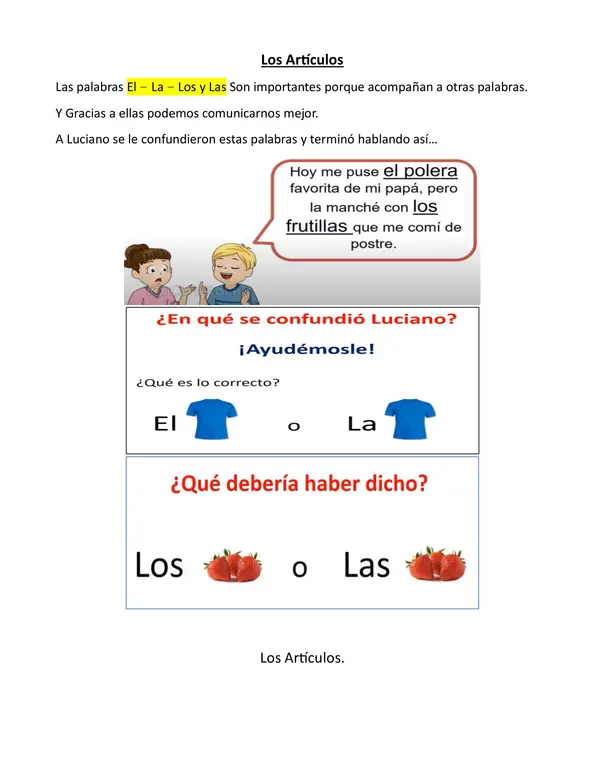 Guía de aprendizaje los artículos primero básico  