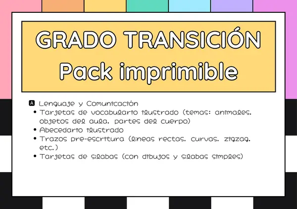 PACK IMPRIMIBLE/ LENGUAJE GRADO TRANSICIÓN