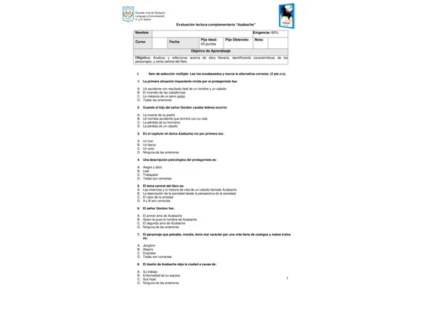 Evaluación libro Azabache