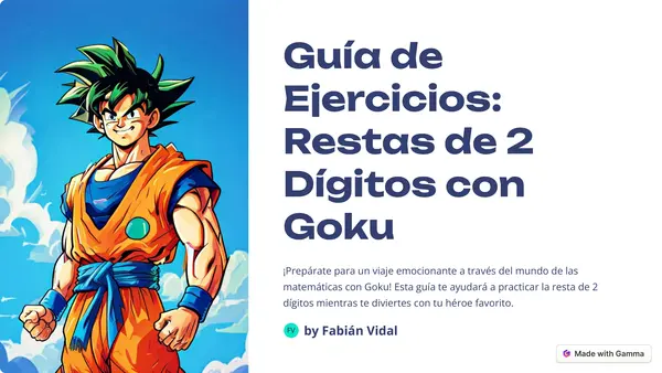 Ejercicios de restas de 2 dígitos con gokú