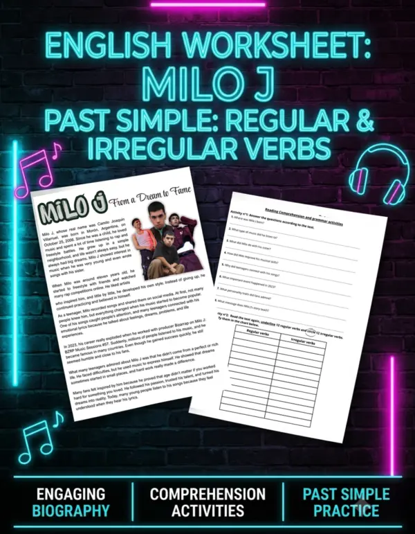 English worksheet: MILO J + Past Simple