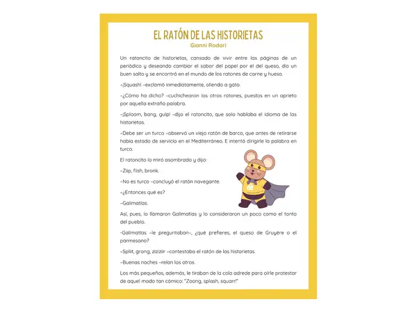 Comprensión lectora: Cuento - Un ratón de las historietas
