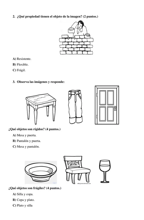 EVALUACIÓN EL MUNDO DE LOS MATERIALES (1° básico)