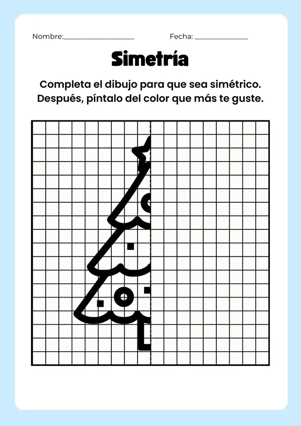 Fichas para ejercitar la simetría con temática de Navidad