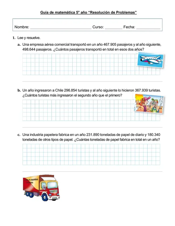 Guía de matemática 5°año "Resolución de problemas"