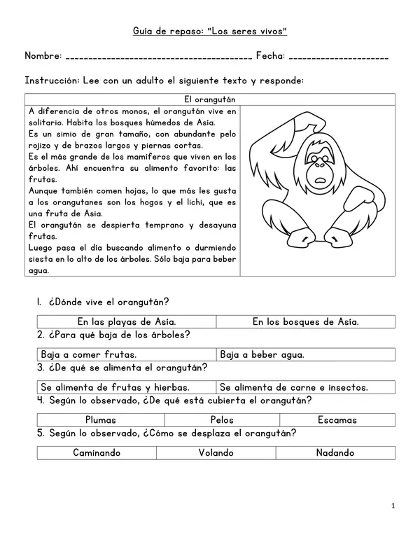 Guia de Repaso "Seres vivos"