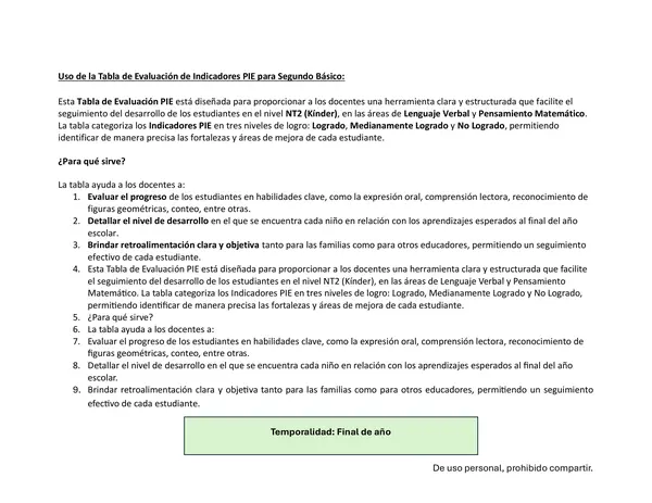 EVALUACIÓN DE INDICADORES NT2