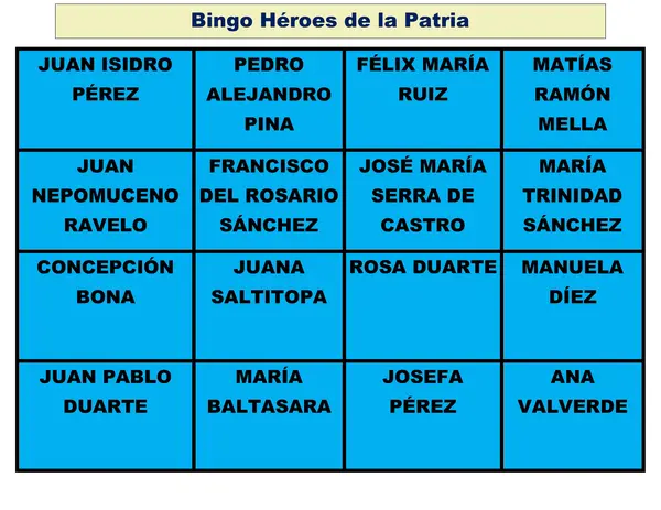 Bingo Héroes de la patria dominicana 
