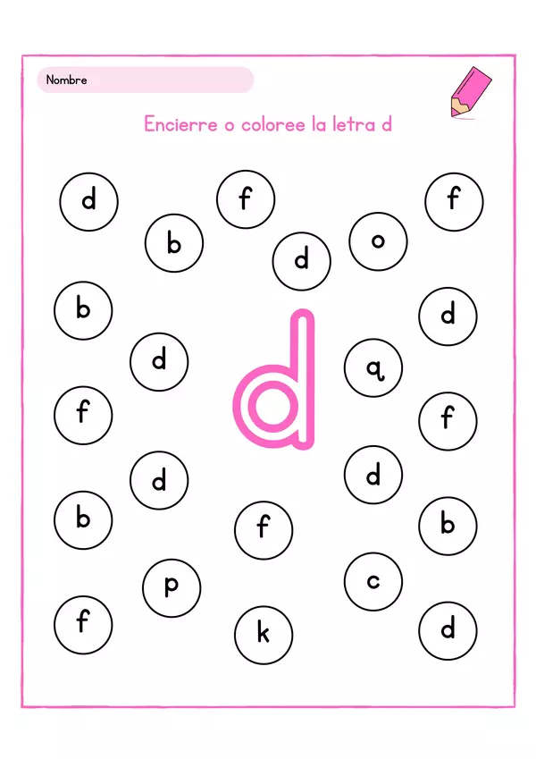 Actividad de identificación de la letra d