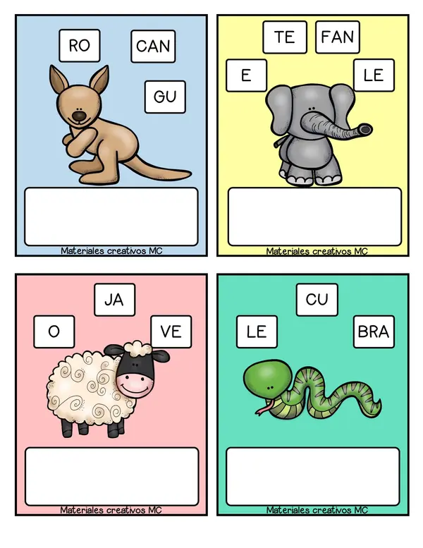 FICHAS DE SÍLABAS REVUELTAS