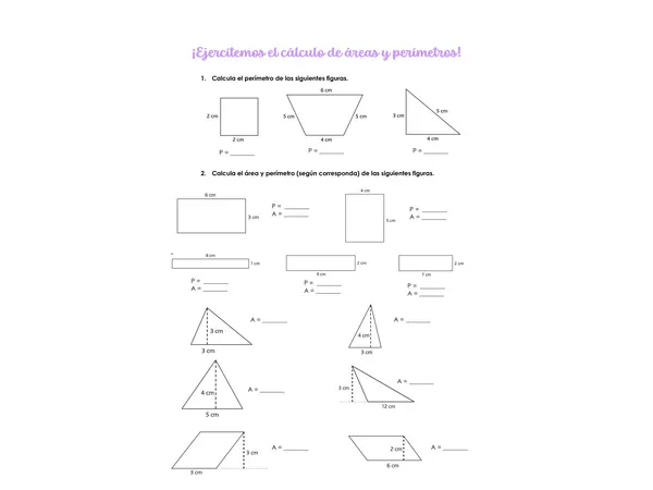MATEMÁTICA: Guía ejercitación área y perímetro