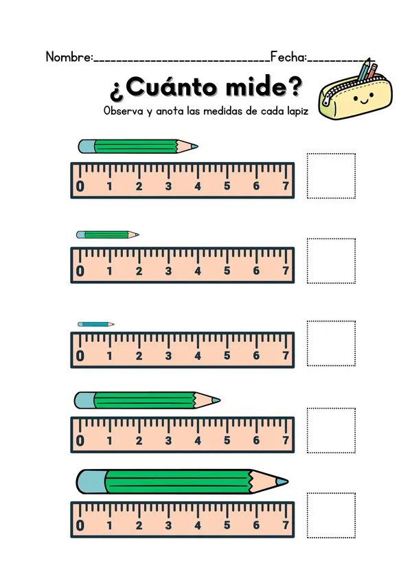 Ficha Didáctica: Aprendiendo a medir con regla Matemática.