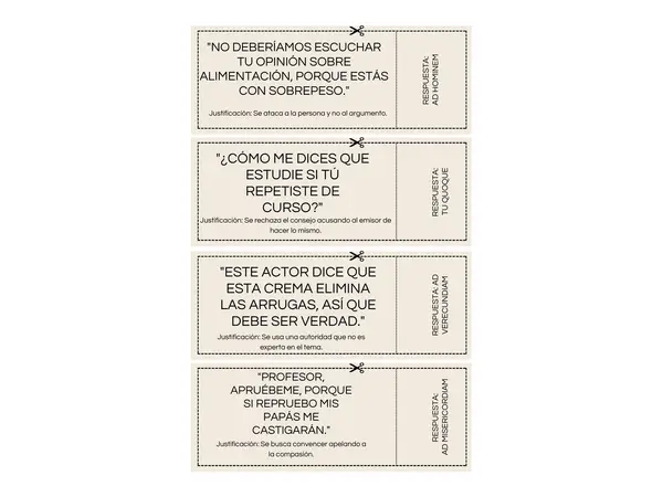 Bingo de falacias argumentativas y argumentos válidos