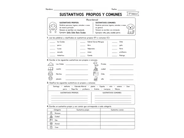 Guía sustantivos propios y comunes