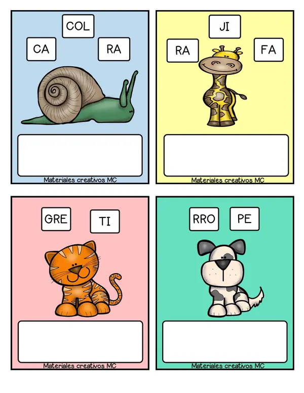 FICHAS DE SÍLABAS REVUELTAS