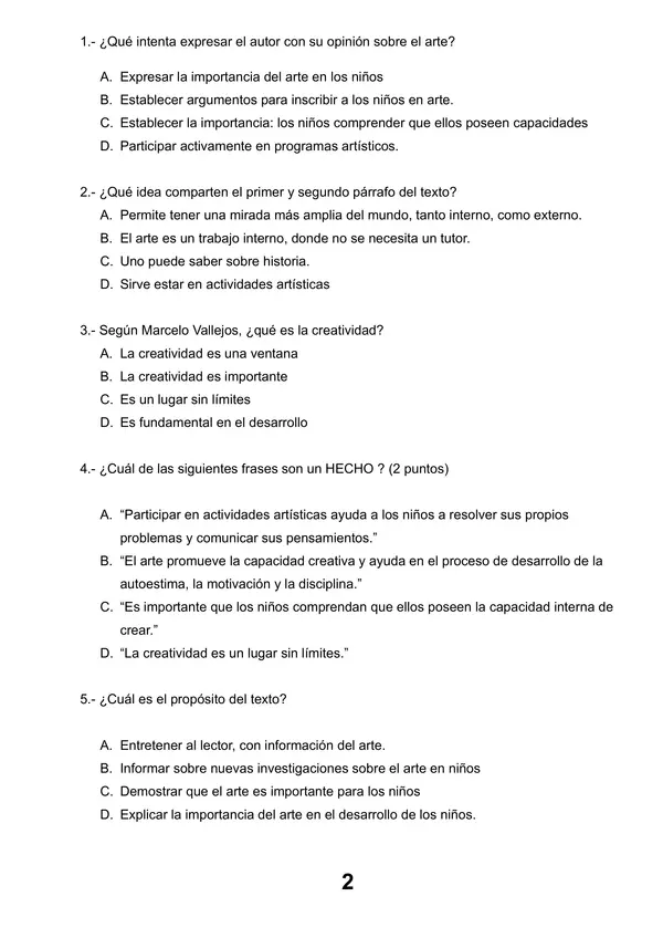 Prueba Hecho y opinión. Reglas de acentuación. Quinto básico  