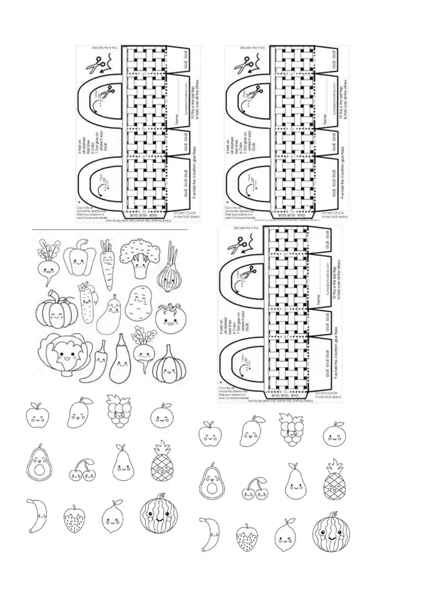 Frutas, verduras y Canasto (Material concreto imprimible gratis)