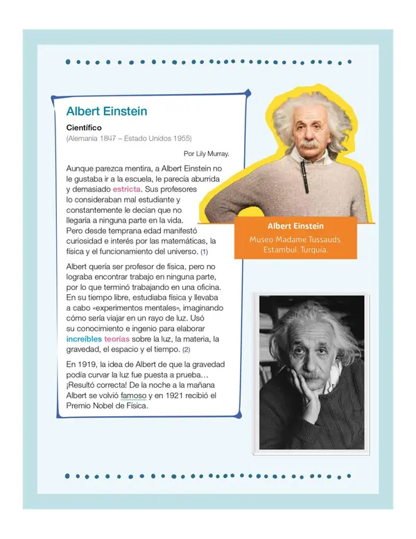Comprensión lectora: Biografía - Albert Einstein