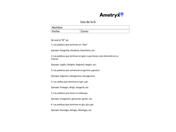 Uso de la letra G